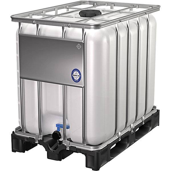 IBC-Container Schiebehahnventil Volumen 600 l natur auf Kunststoffpalette. Alpha Paletten & Boxen e.K.-0