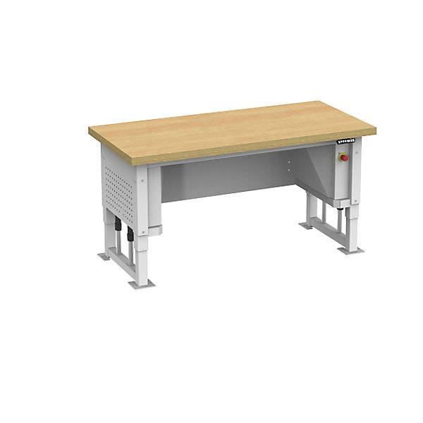 Schwerlasttisch elektrisch höhenverstellbar Plattenbreite 1685 mm Flächentraglast 1000 kg lichtgrau RAL 7035.