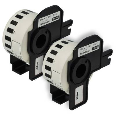 vhbw 2x Etiketten-Rolle mit Halter 29mm x 15,24m (1 Etikette) kompatibel mit Brother PT QL-580N, QL-570, QL650TD-0