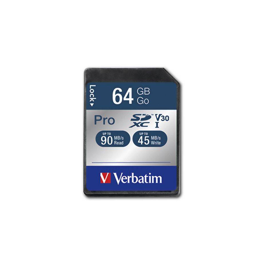 Verbatim PRO - Flash-Speicherkarte - 64 GB - UHS Class 3 / Class10 - 300x/600x --1