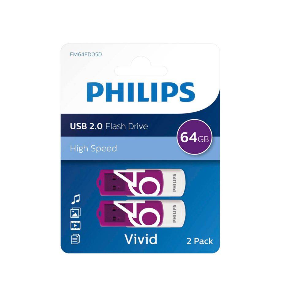 Philips FM64FD05B Vivid Edition 2.0 - USB-Flash-Laufwerk - 64 GB - USB 2.0 (Packung mit 2)-2