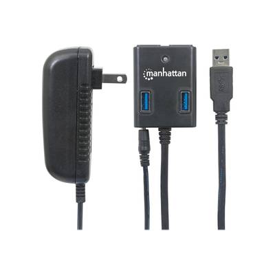 Manhattan 162302 Manhattan USB-HUB  4-Port USB 3.0 schwarz mit Netzteil