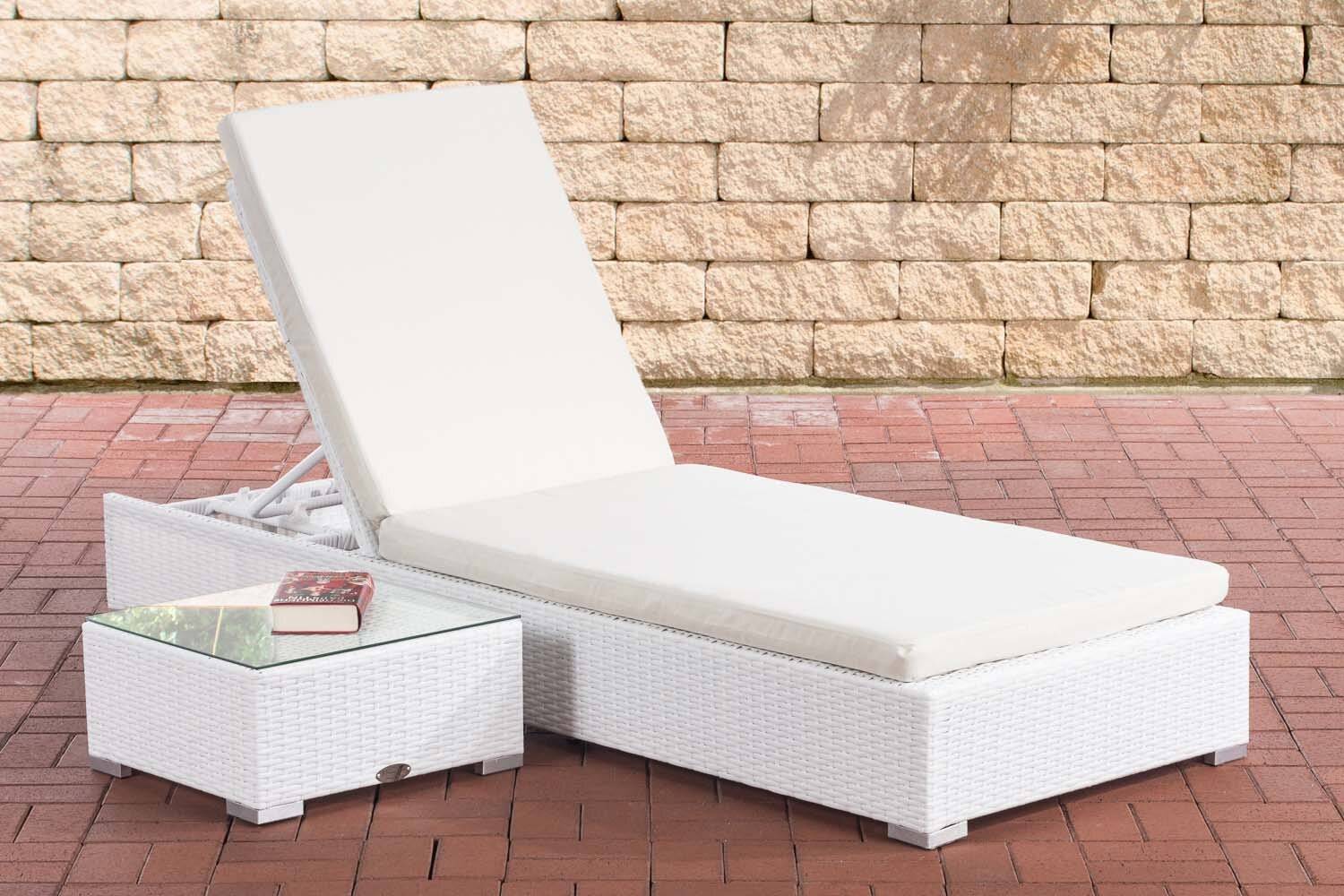 Sonnenliege Nadi mit Tisch cremeweiß weiß-0