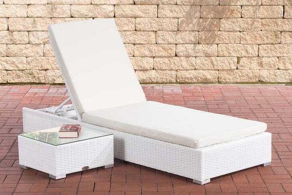 Sonnenliege Nadi mit Tisch cremeweiß weiß