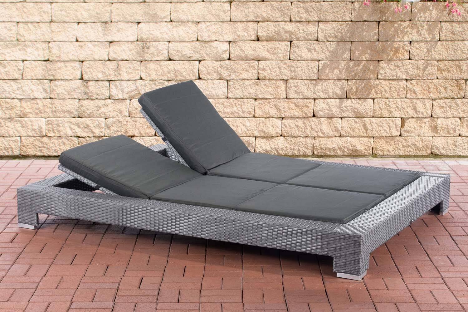 Sonnenliege Sunshine Flachrattan Anthrazit grau-0