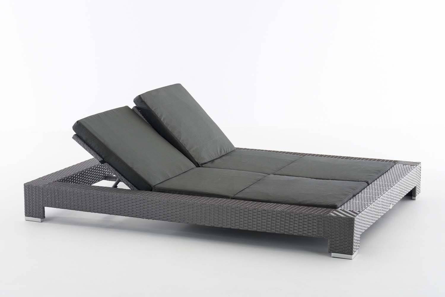 Sonnenliege Sunshine Flachrattan Anthrazit grau-1