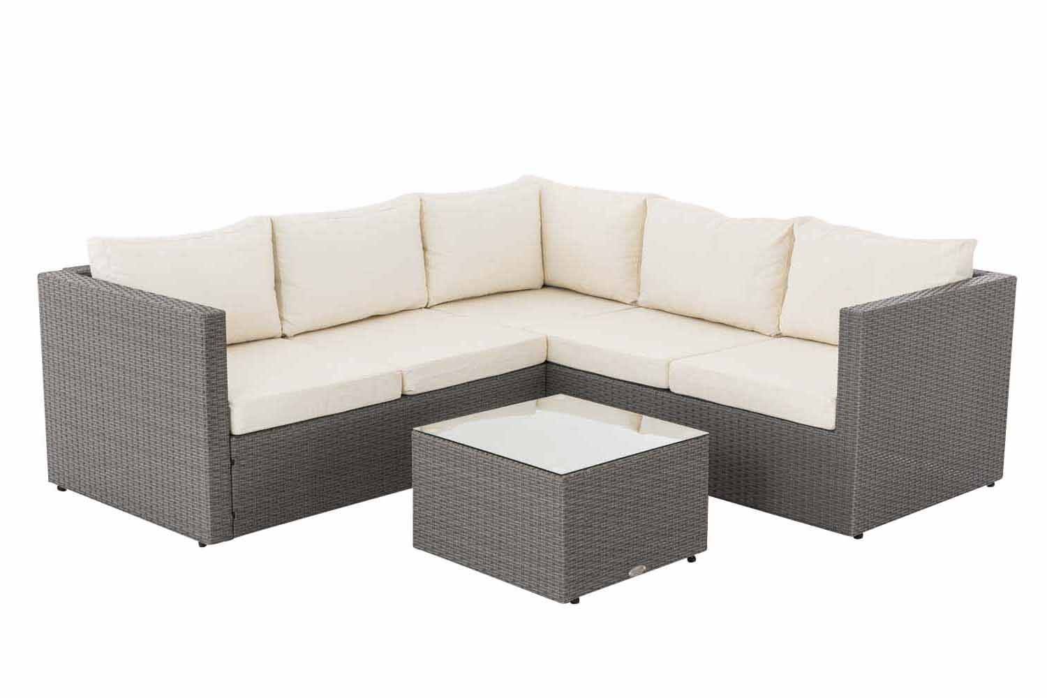 Ecksofa-Garnitur Liberi Cremeweiß grau-1