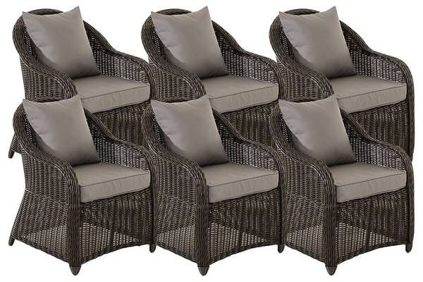 6er Set Sessel Stavanger Eisengrau schwarz