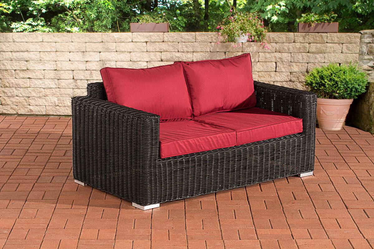 2er-Sofa Bilbao / Madeira Rubinrot schwarz-0