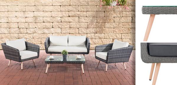 Lounge-Set Trosa Flachrattan Eisengrau 40 cm (Hellbraun) grau