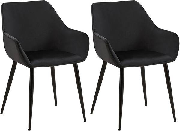 2er Set Esszimmerstuhl Vessa Samt schwarz