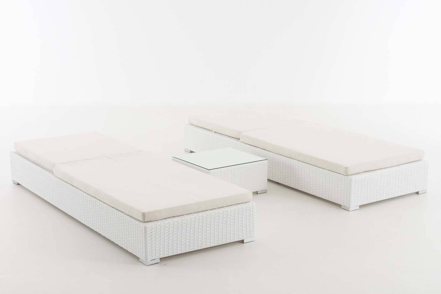 2x Sonnenliege Nadi mit Tisch cremeweiß weiß-1