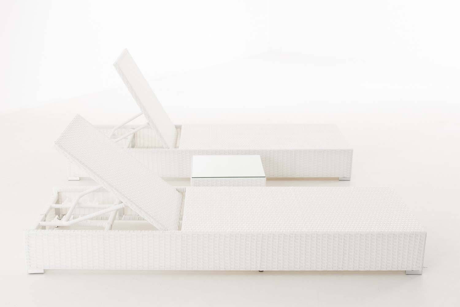 2x Sonnenliege Nadi mit Tisch cremeweiß weiß-2