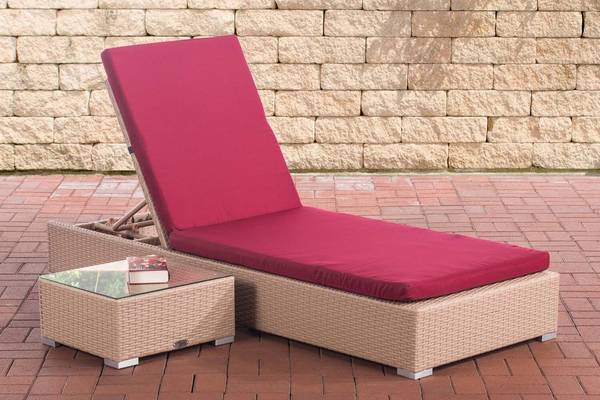 Sonnenliege Nadi mit Tisch rubinrot sand