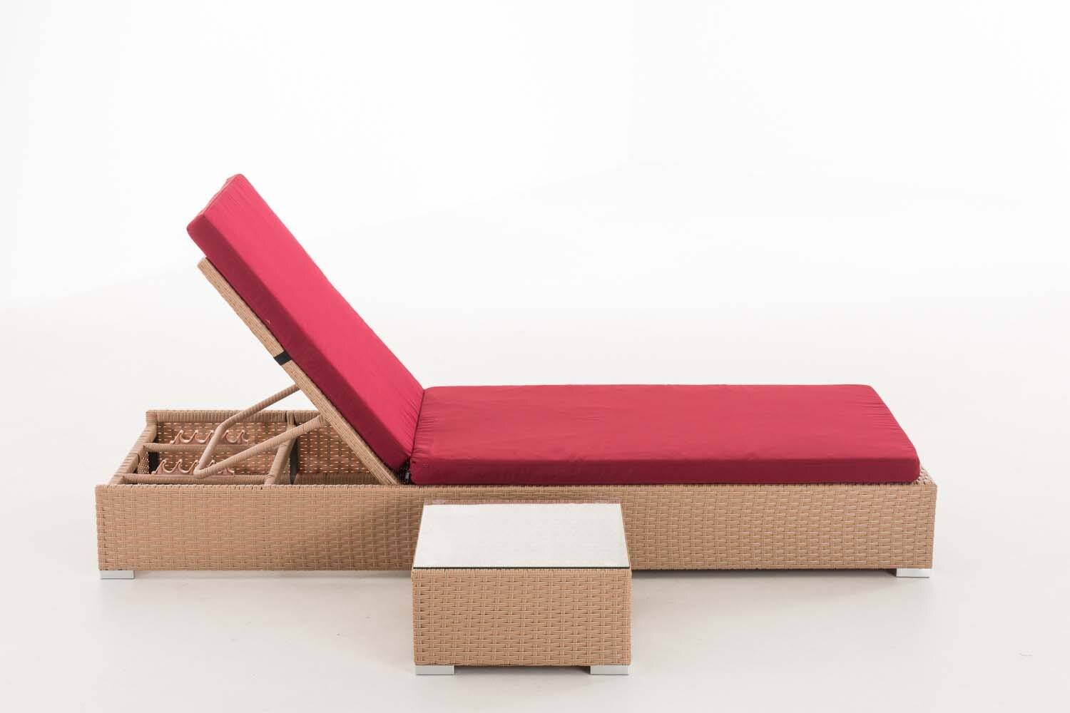 Sonnenliege Nadi mit Tisch rubinrot sand-2