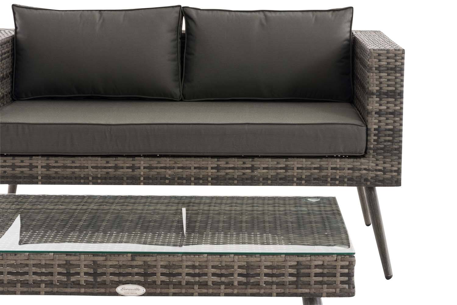 Loungeset Molde 2-1-1 Flachrattan grau-meliert 45 cm (Dunkelgrau) anthrazit-4