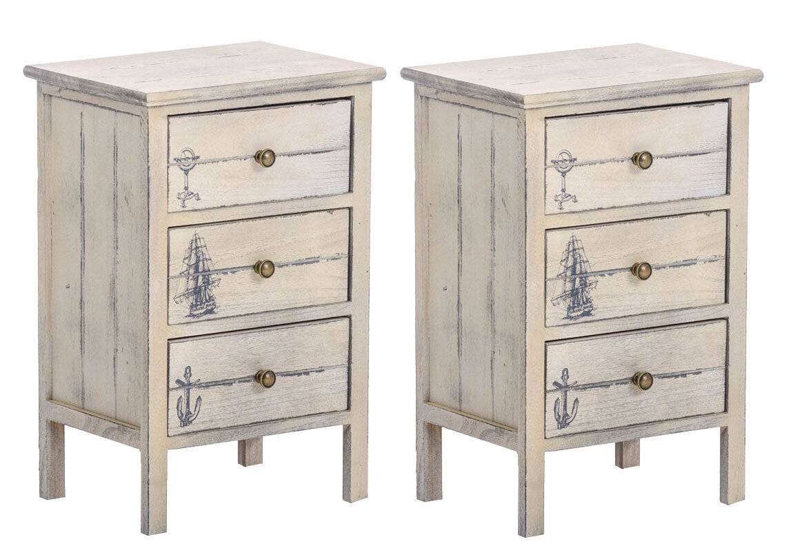 Set Kommode Britta Shabby antik weiß-0