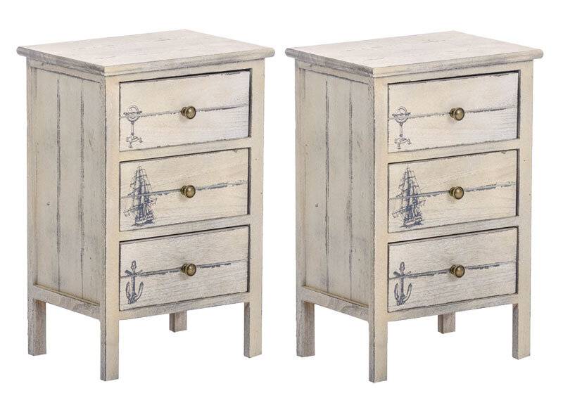 Set Kommode Britta Shabby antik weiß-1