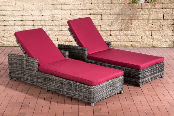 Set Sonnenliegen Massa Rubinrot grau-meliert
