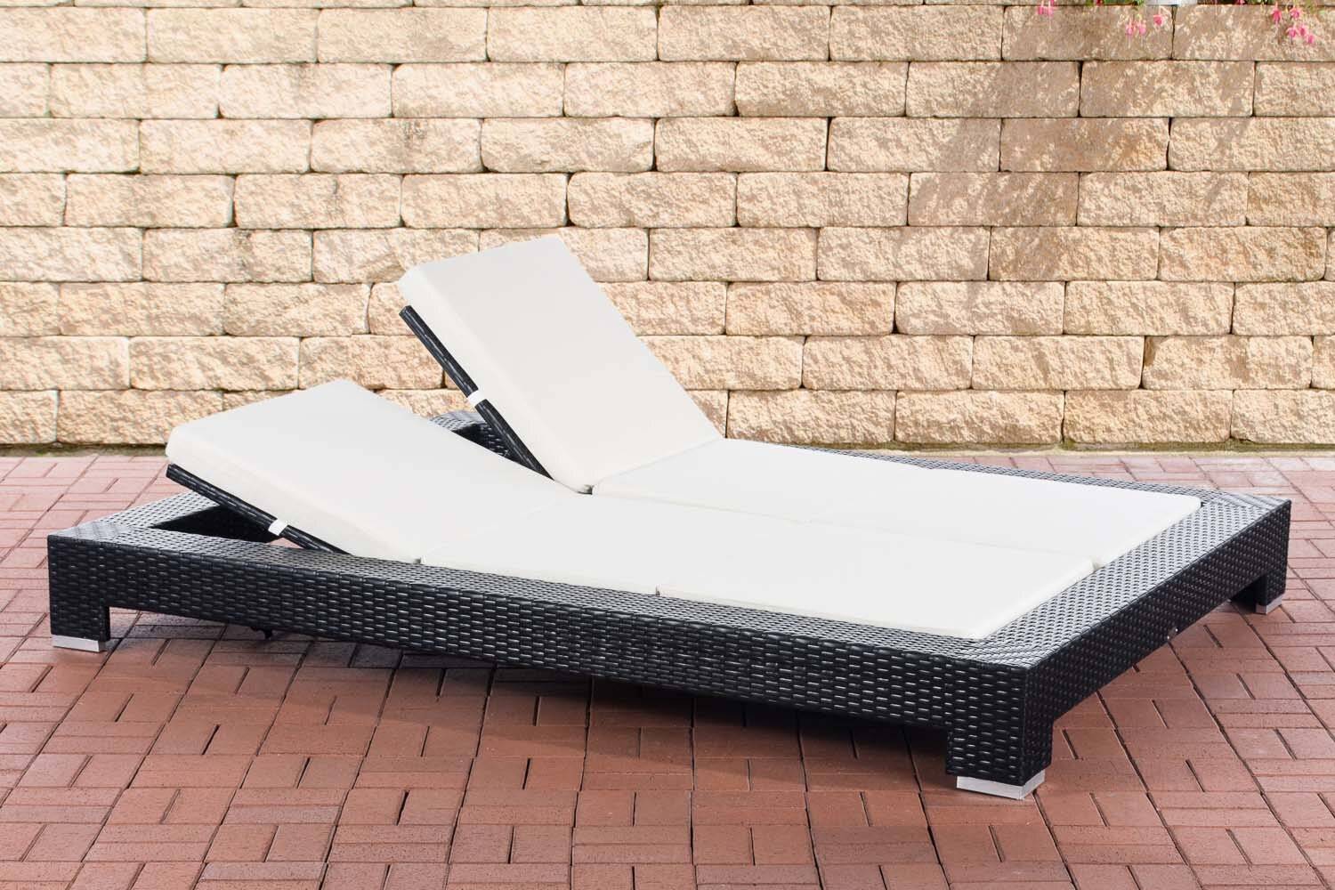 Sonnenliege Sunshine Flachrattan Cremeweiß schwarz-0