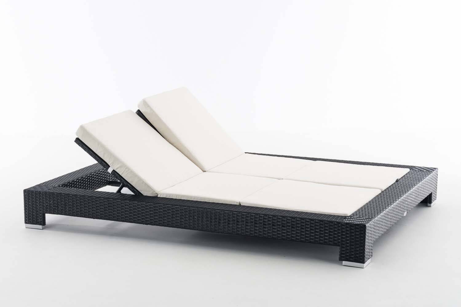 Sonnenliege Sunshine Flachrattan Cremeweiß schwarz-1
