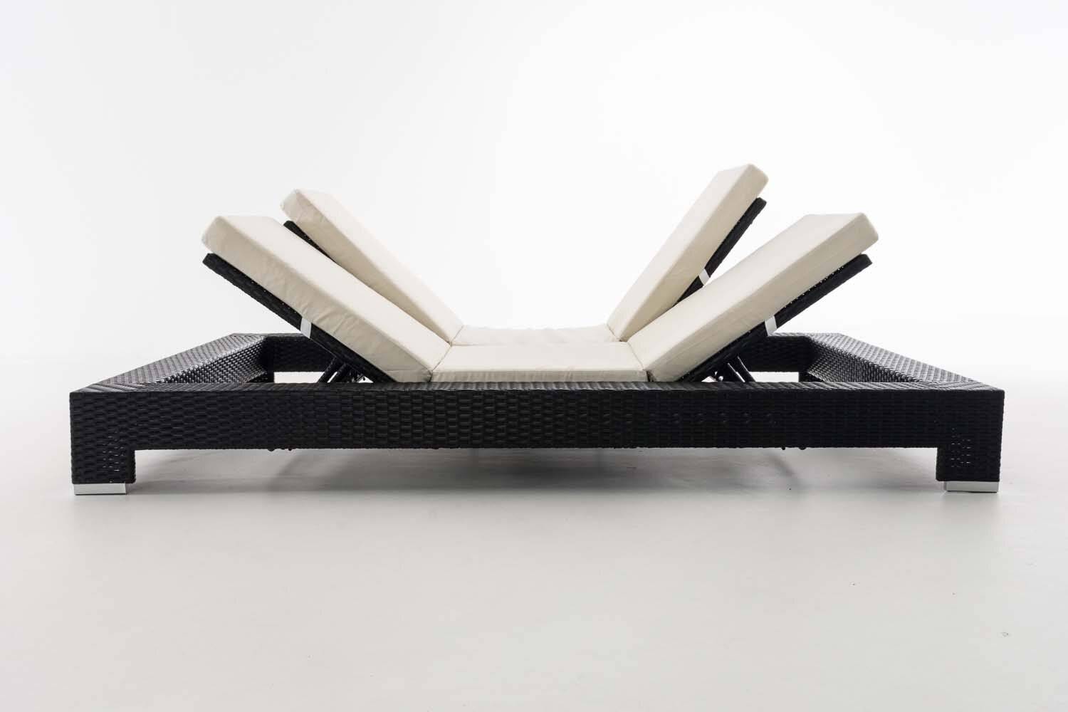 Sonnenliege Sunshine Flachrattan Cremeweiß schwarz-3