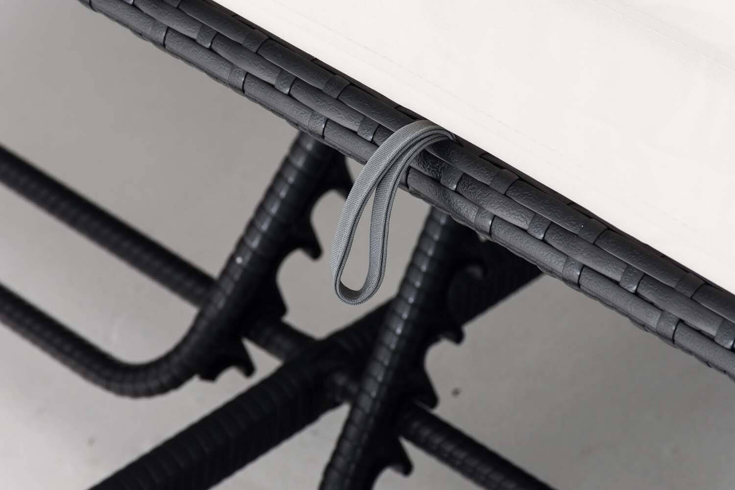 Sonnenliege Sunshine Flachrattan Cremeweiß schwarz-4