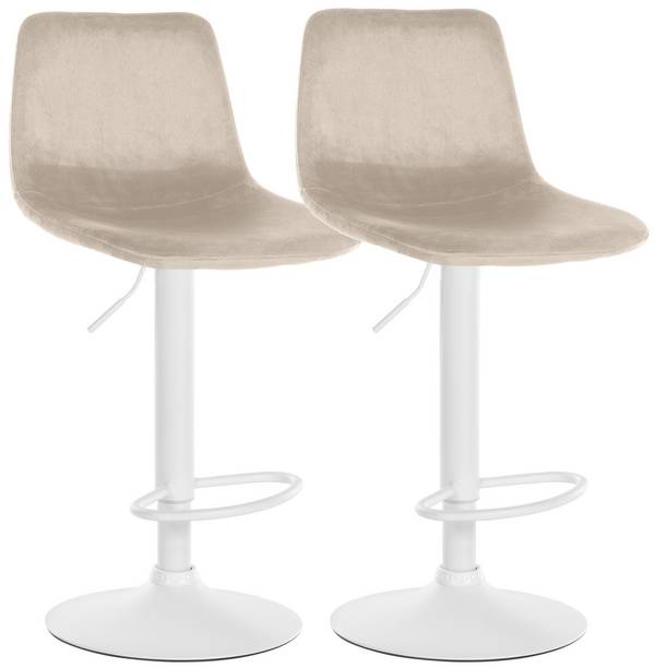 2er Set Barhocker Divo Samt Weiß creme