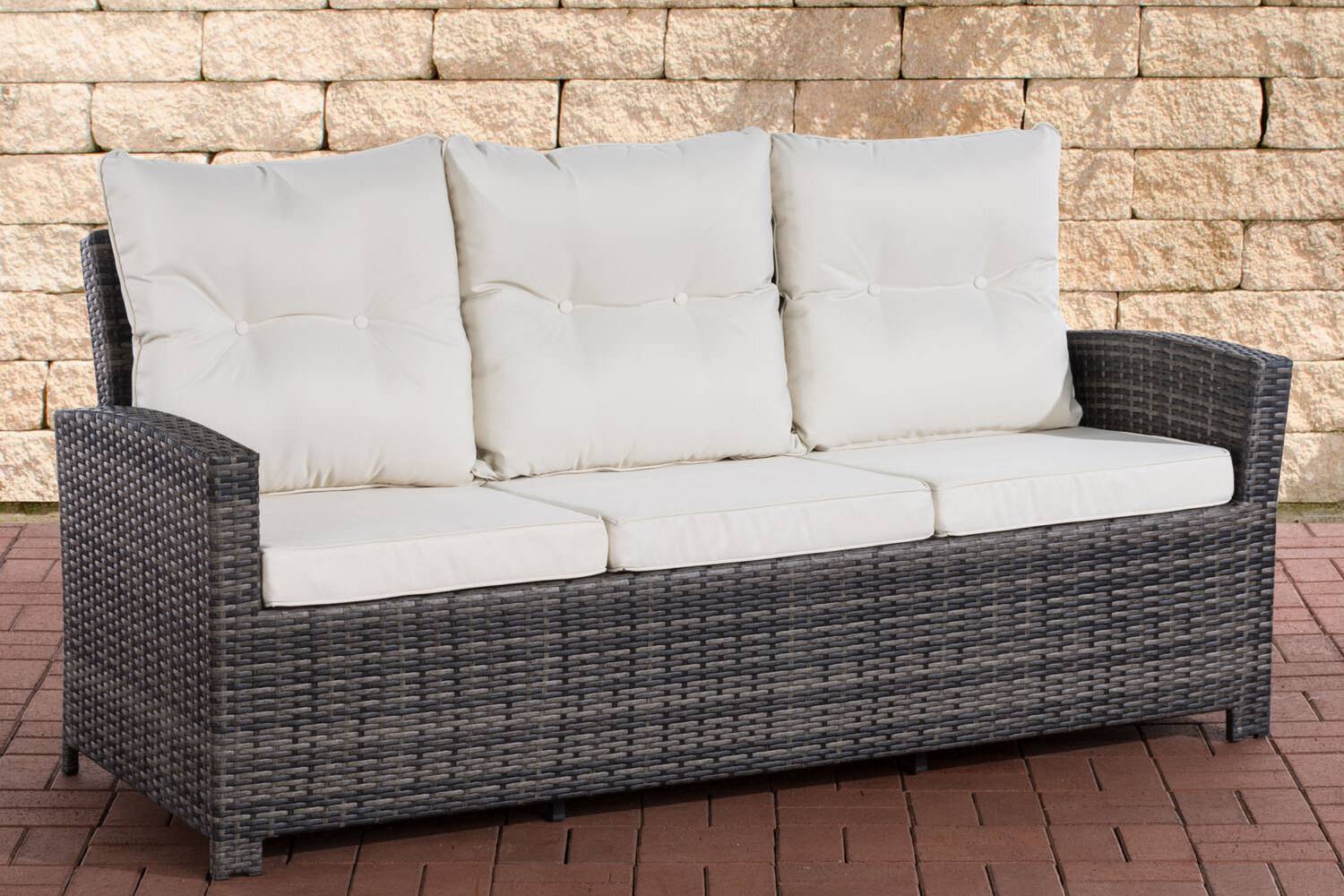 Sofa 3er Fisolo cremeweiß grau-meliert