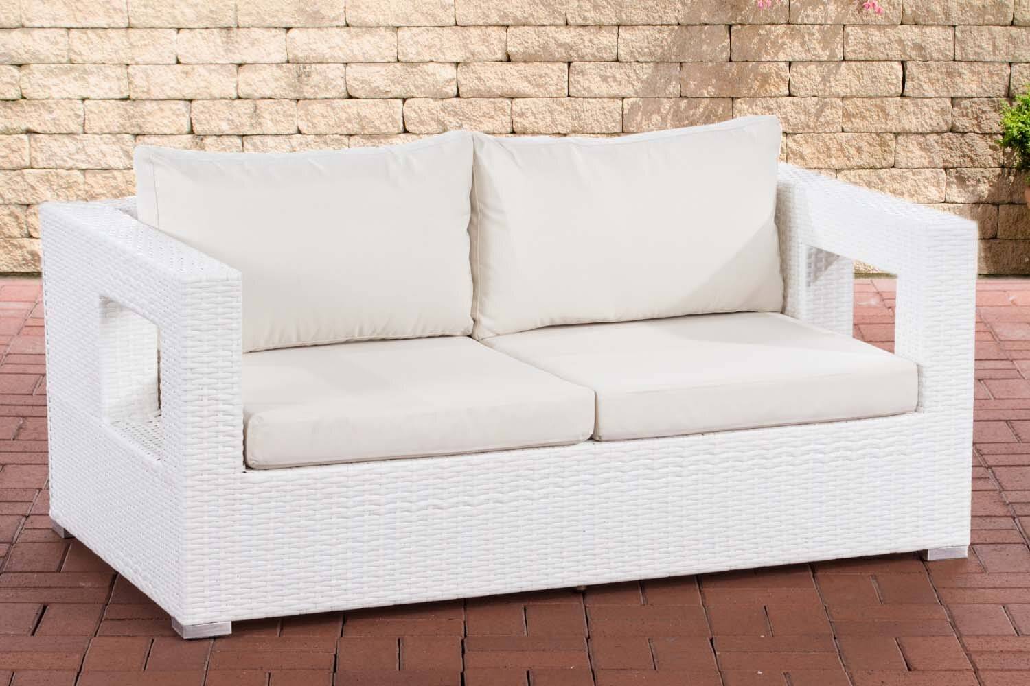 2er Sofa Honolulu Flachrattan weiß