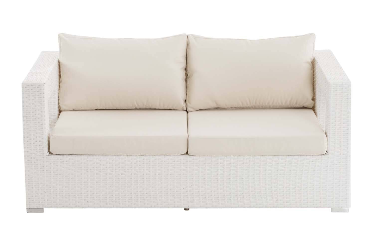 2er Sofa Honolulu Flachrattan weiß-1