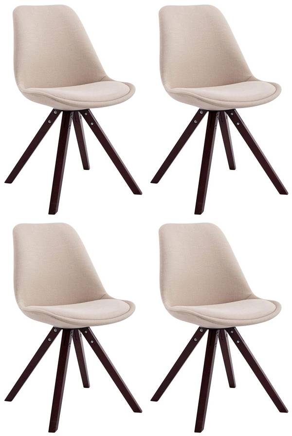 4er Set Besucherstuhl Toulouse Stoff Square cappuccino (eiche) creme