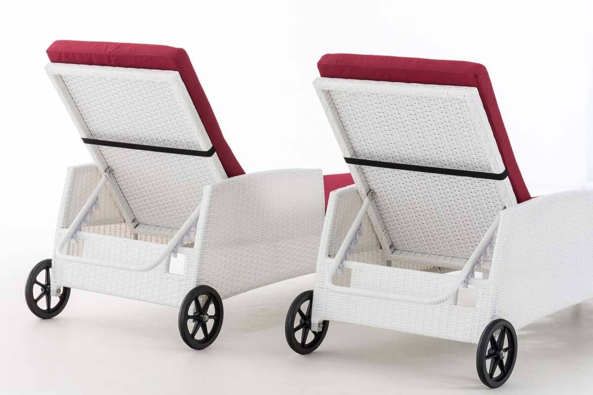 2xSonnenliegen Turin Rubinrot weiß-4