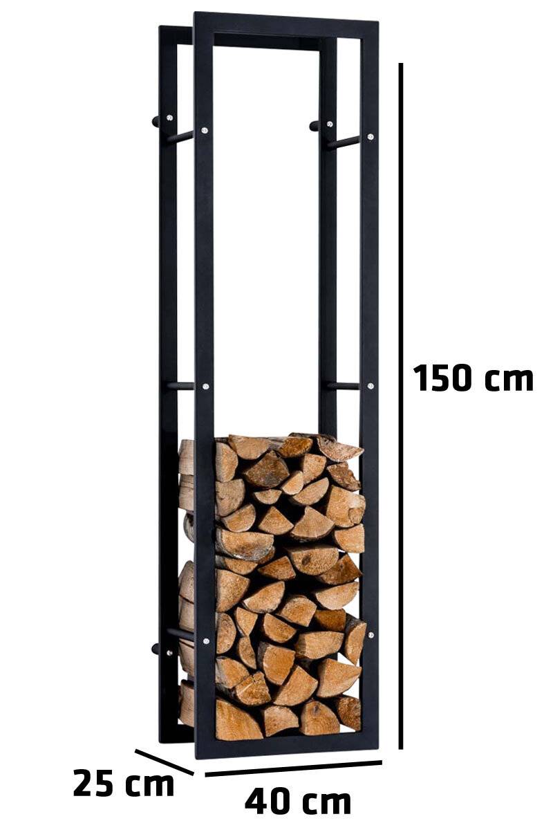 Kaminholzständer Keri Wand V3 25x40x150 cm schwarz-0