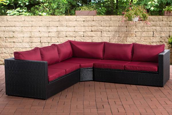 Ecksofa Tibera rubinrot schwarz