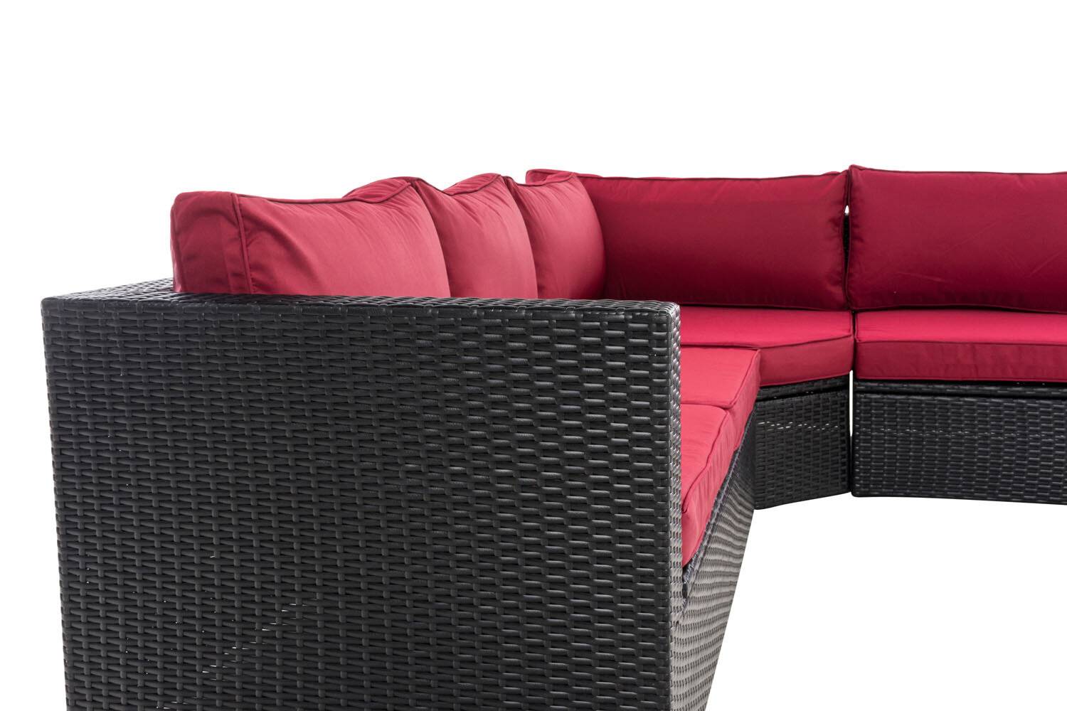 Ecksofa Tibera rubinrot schwarz-1
