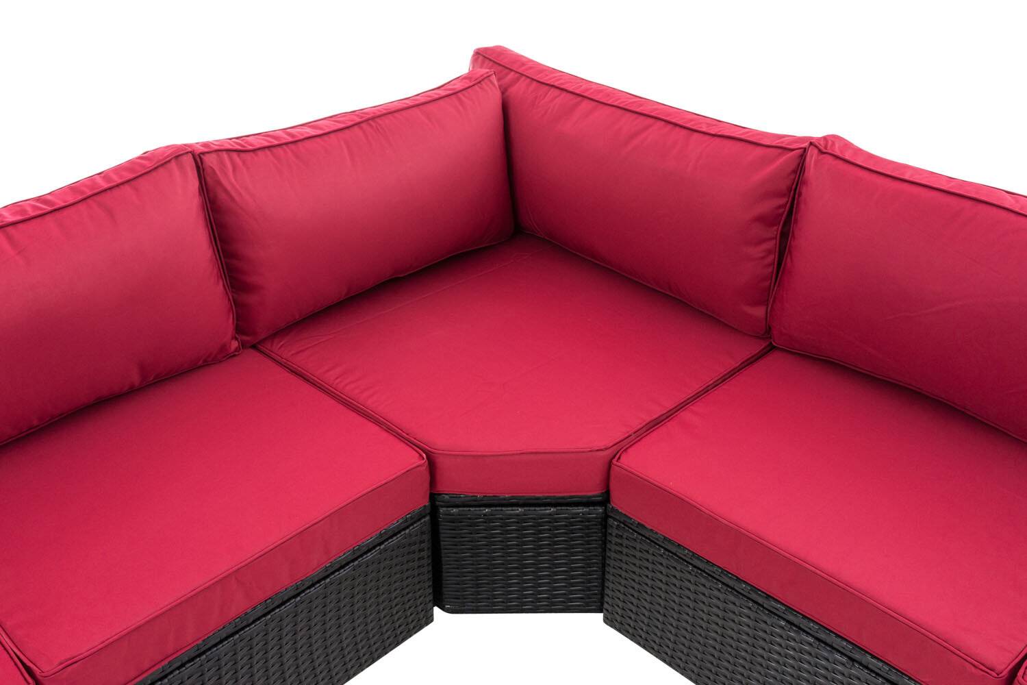 Ecksofa Tibera rubinrot schwarz-2