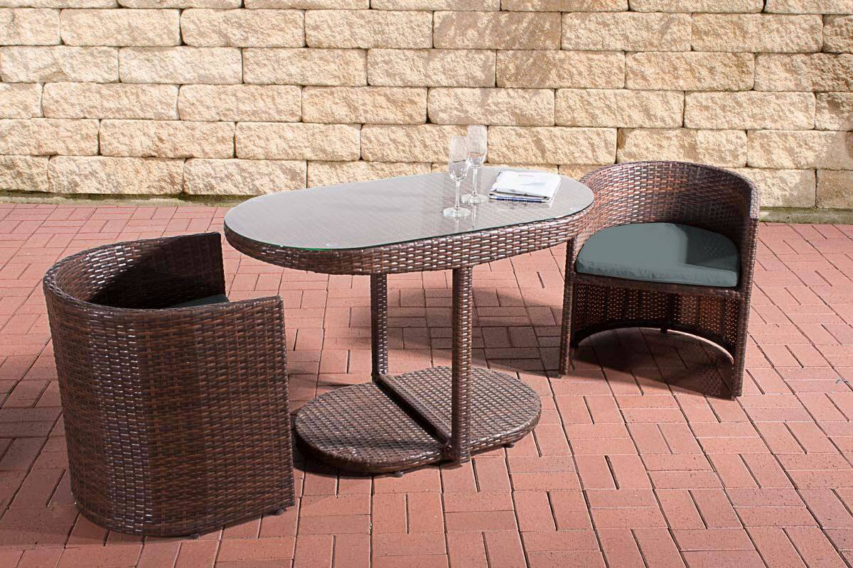 Sitzgruppe Bayamo Flachrattan Eisengrau braun-meliert-0