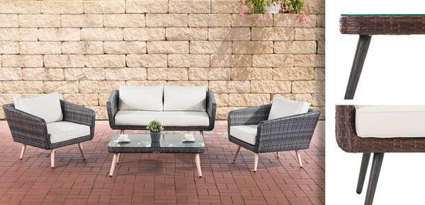 Lounge-Set Trosa Flachrattan cremeweiß 45 cm (Dunkelgrau) braun-meliert