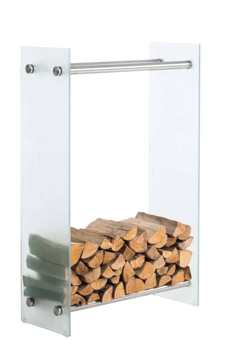 Kaminholzständer Dacio Milchglas 35x80x125 cm edelstahl-1