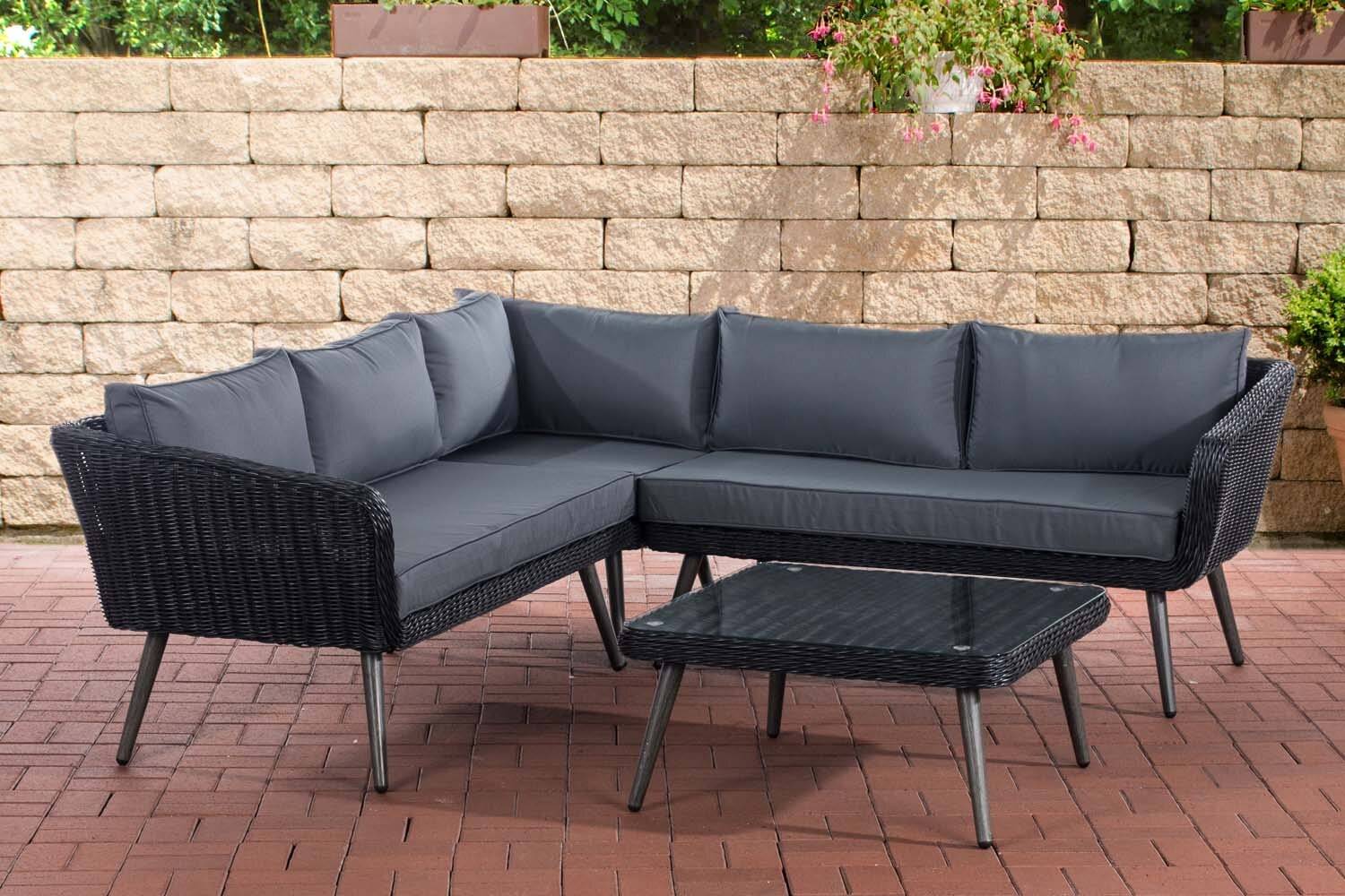 Eck-Loungeset Skara Rundrattan schwarz 40 cm (Dunkelgrau) eisengrau-0