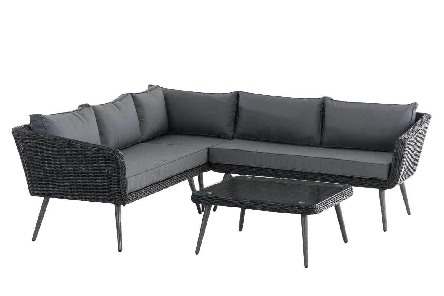 Eck-Loungeset Skara Rundrattan schwarz 40 cm (Dunkelgrau) eisengrau-1