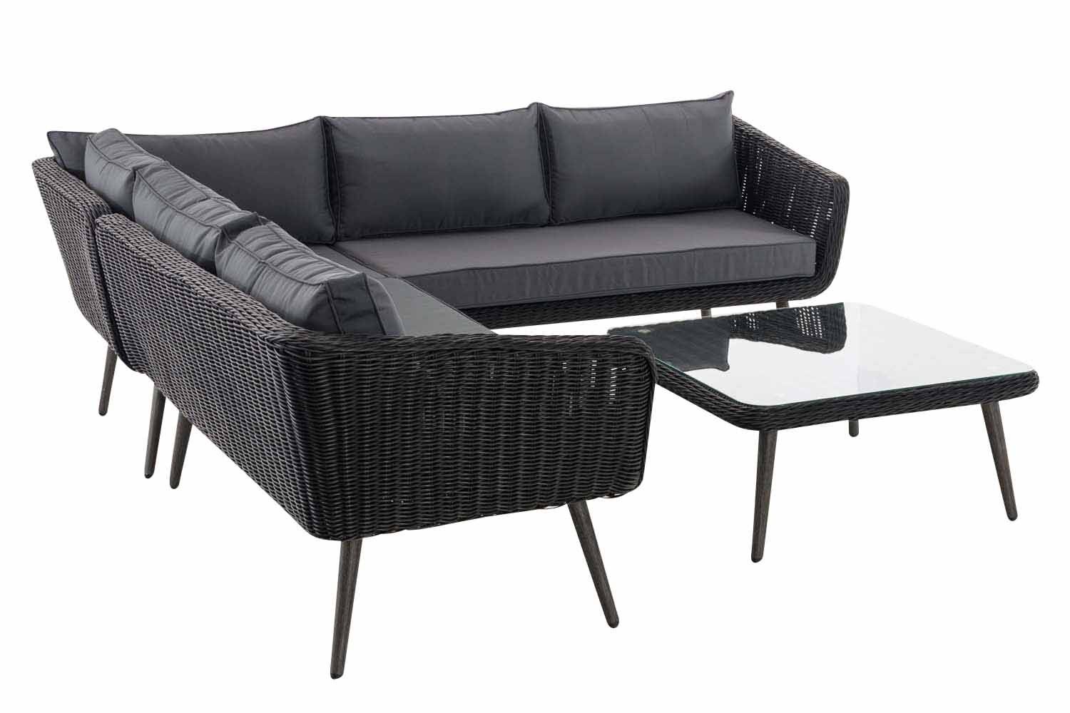 Eck-Loungeset Skara Rundrattan schwarz 40 cm (Dunkelgrau) eisengrau-2