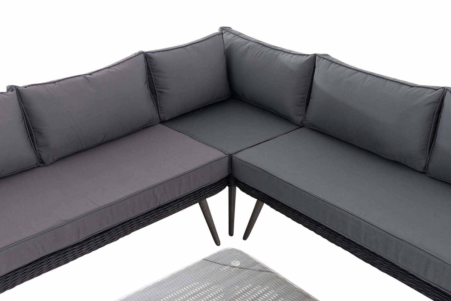 Eck-Loungeset Skara Rundrattan schwarz 40 cm (Dunkelgrau) eisengrau-4