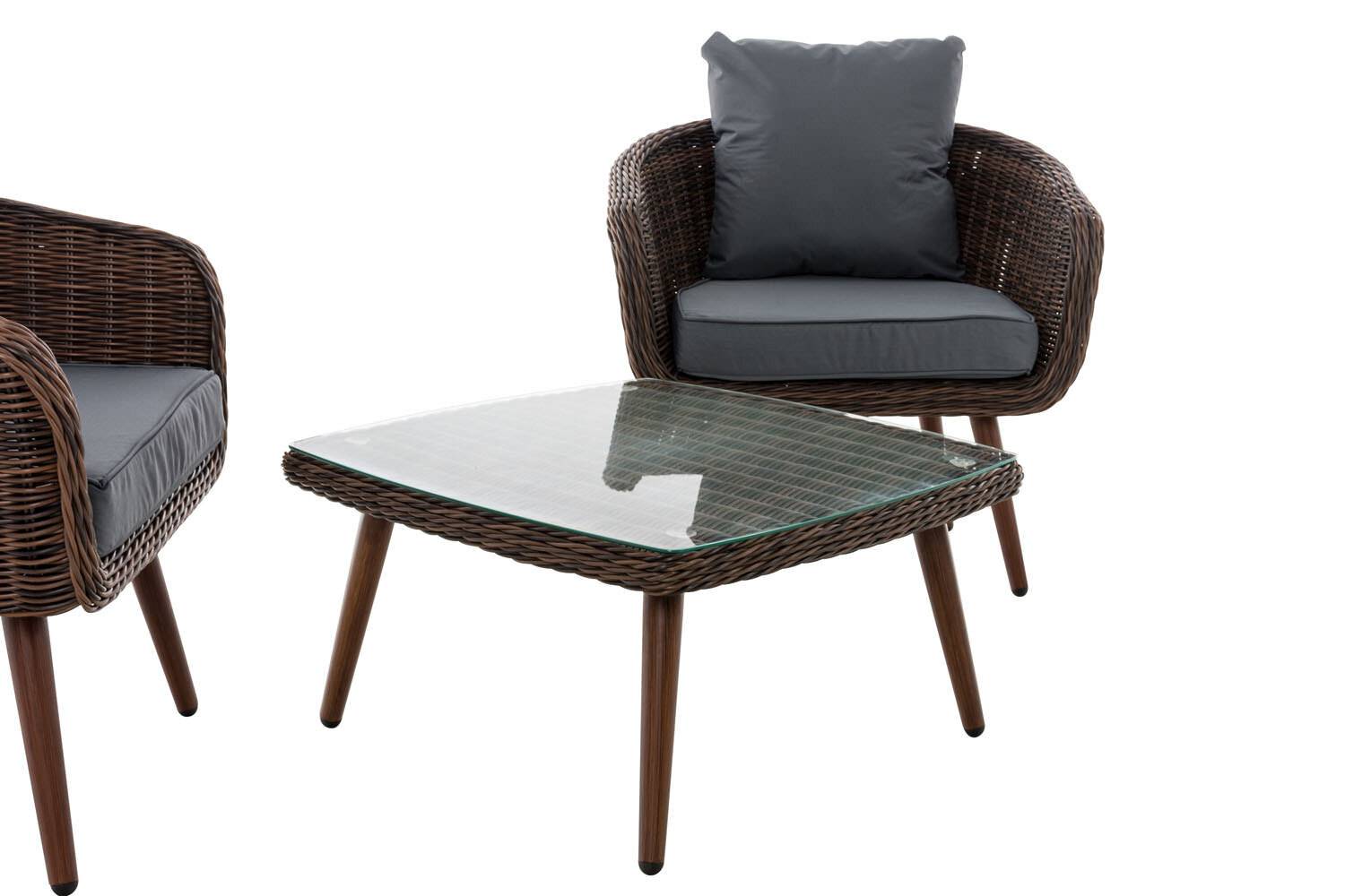 Balkon-Set Ameland Rundrattan eisengrau 40 cm (Dunkelbraun) braun-meliert-2