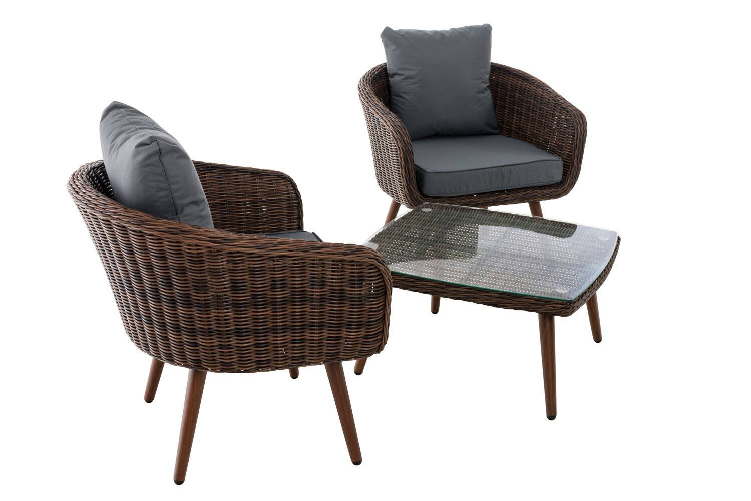Balkon-Set Ameland Rundrattan eisengrau 40 cm (Dunkelbraun) braun-meliert-3