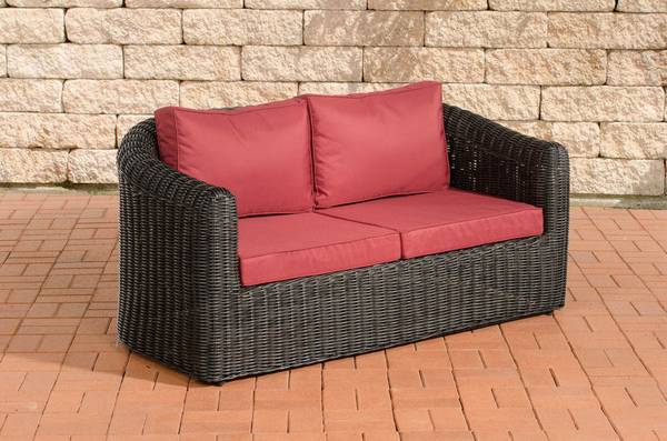 2er-Sofa Bergen Rubinrot 5mm schwarz