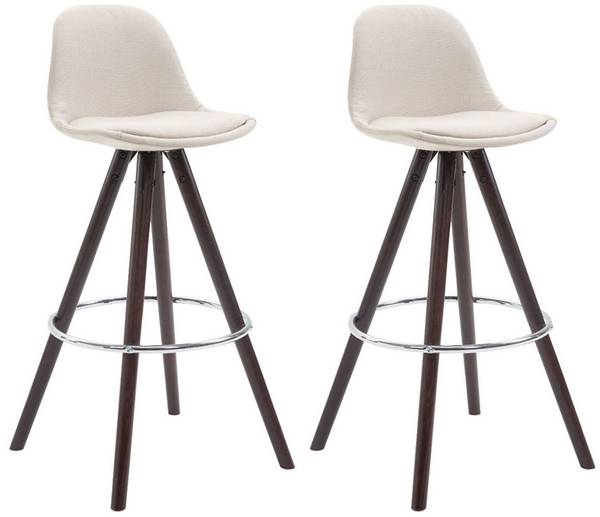 2er Set Barhocker Franklin Stoff rund cappuccino (eiche) creme