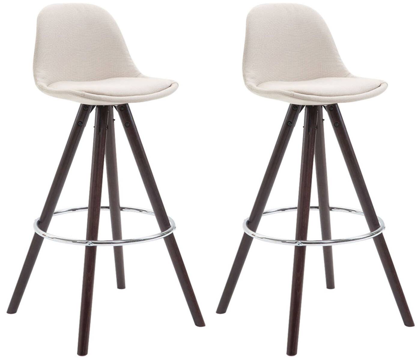 2er Set Barhocker Franklin Stoff rund cappuccino (eiche) creme-0