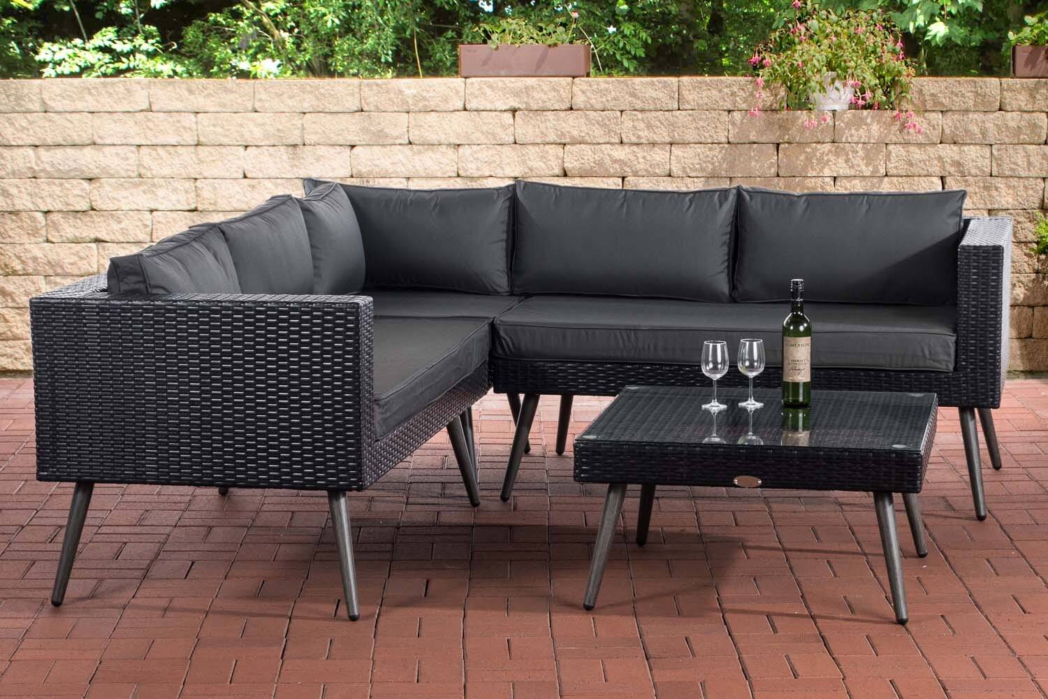Eck-Loungeset Molde Flachrattan schwarz 45 cm (Dunkelgrau) anthrazit-0
